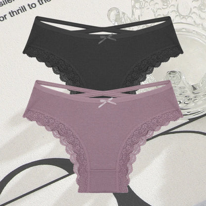Cotton Panties Women - Sexy Lace Brazilian Briefs Low Waist Breathable Underwear