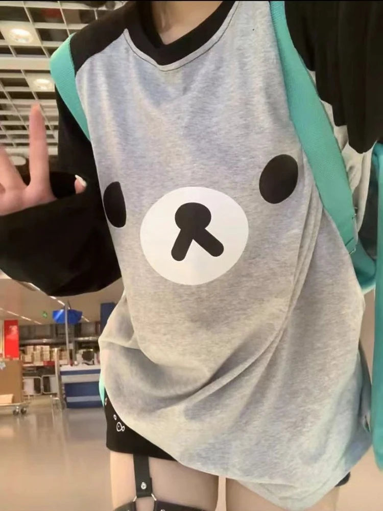 Deeptown Kawaii Anime Women T-shirts Oversize Cute Japanese Harajuku Lolita Style Long Sleeve Tee Preppy Y2k Graphic Top Fashion