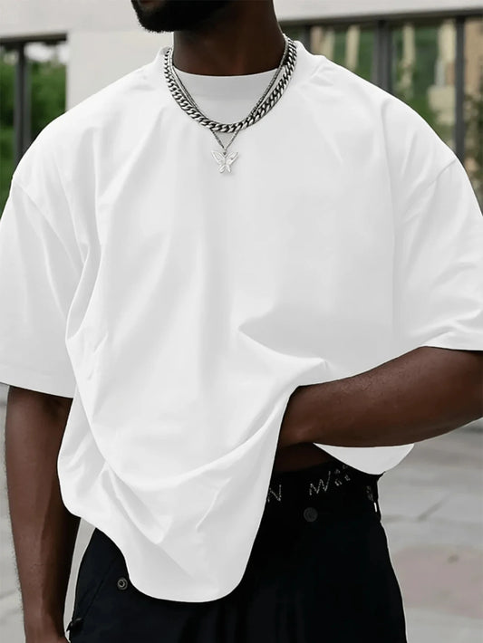 450g Gsm Pure Cotton Short-sleeved T-shirt Men's Loose American Fashionable Brand Casual High Street Half-sleeved T-shirt