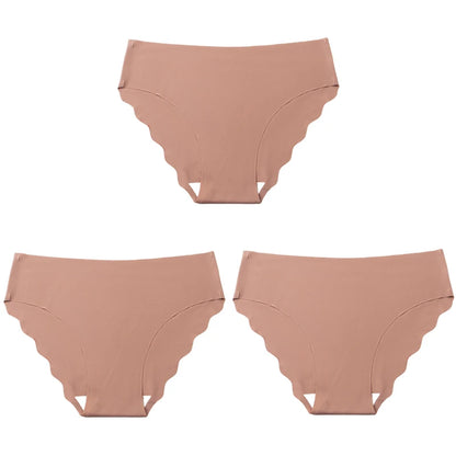 3pcs Women's Seamless Ice Silk Panties Female Mid Waist Plus Size Leopard Print Underwear Girls Fashion Brief Lady Comfort Panty