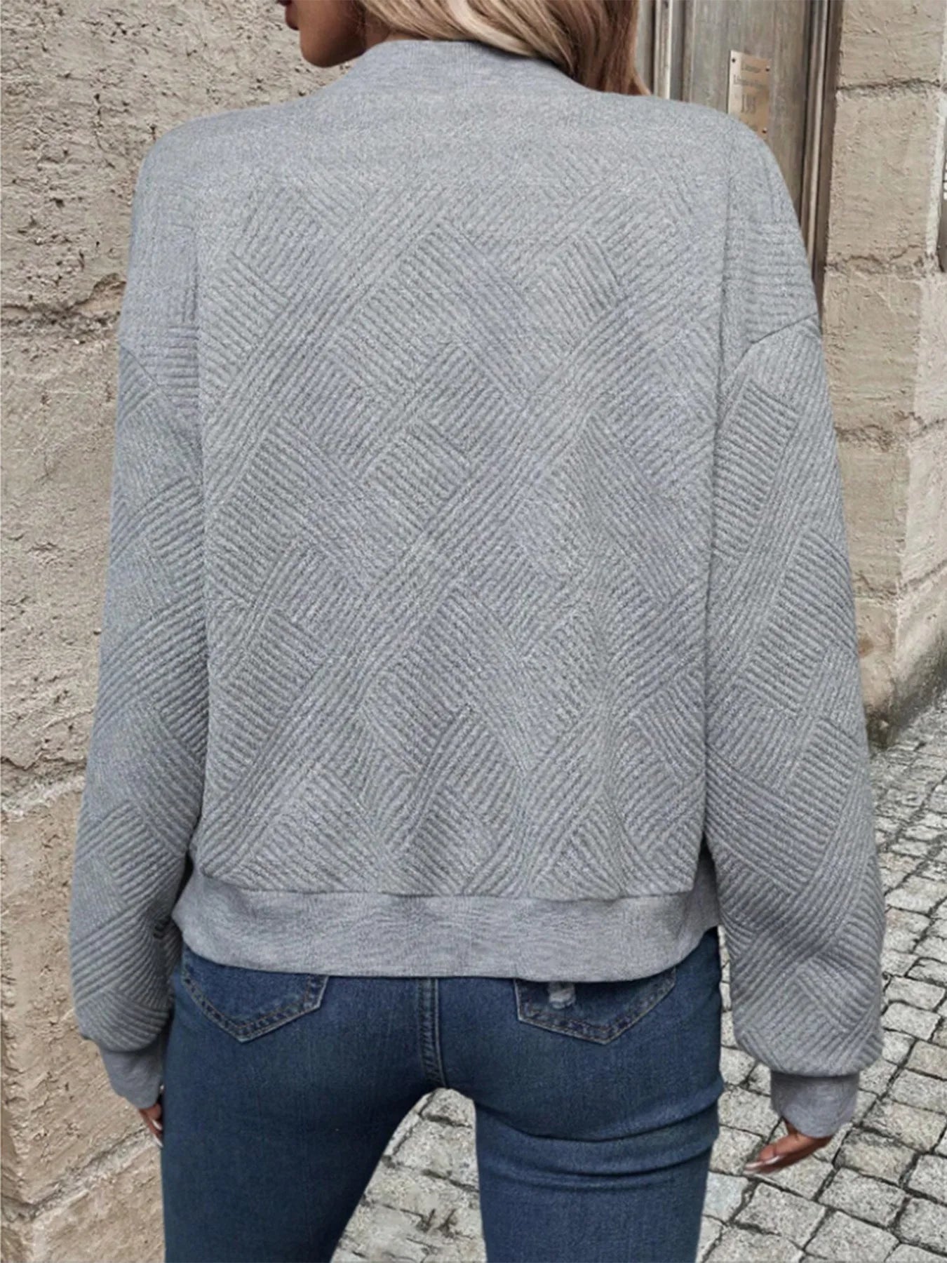 Women's Casual Zipper Jacket - Polyester Spandex Knit Fabric Spring Autumn Coat