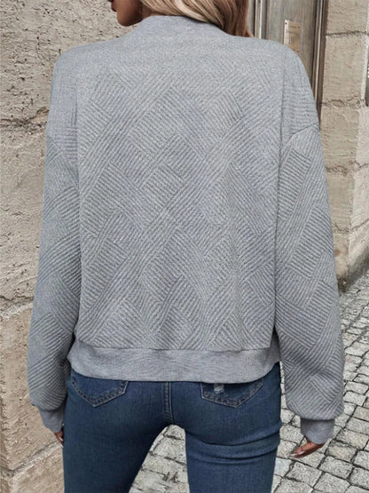 Women's Casual Zipper Jacket - Polyester Spandex Knit Fabric Spring Autumn Coat