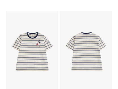 Women's Nautical Stripe T-Shirt – Embroidered Sailboat Summer Top