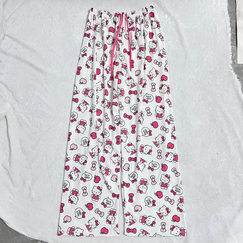 Hello Kitty Pajama Pants Anime Cartoon Sanrio Home Pants Couple Home Sleepwear Trousers Leisure Home Clothing