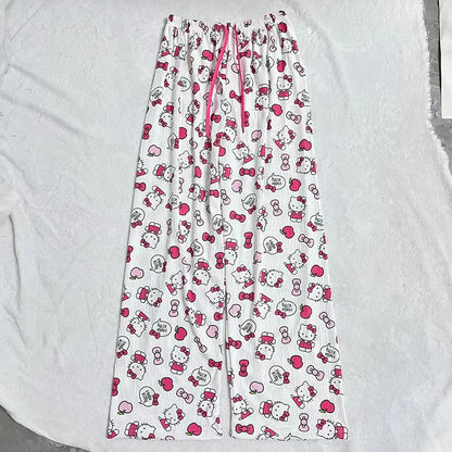 Hello Kitty Pajama Pants Anime Cartoon Sanrio Home Pants Couple Home Sleepwear Trousers Leisure Home Clothing