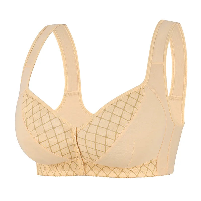 CINOON Women Plus Size Front Closure Wireless Bra Printed Wide Straps Lift Gather Full Coverage Everyday Breathable Soft Intimat