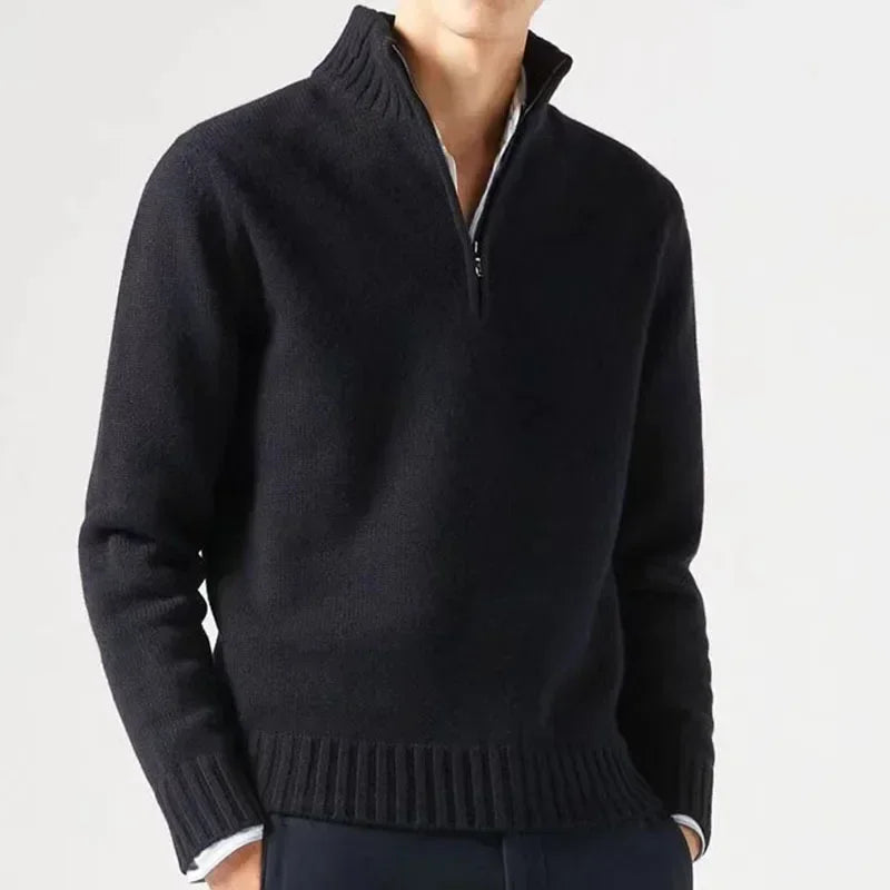 Mens Winter Casual Daily Warm Coats Turtlenecks Half Zipper Sweaters Knitwear Spring Pullovers Solid Long Sleeved Tops for Male