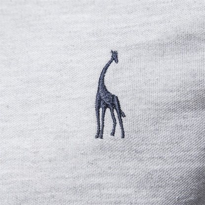 AIOPESON 2023 New Men's Deer Embroidery Polo Shirts Solid Color Long Sleeve Social Business Male