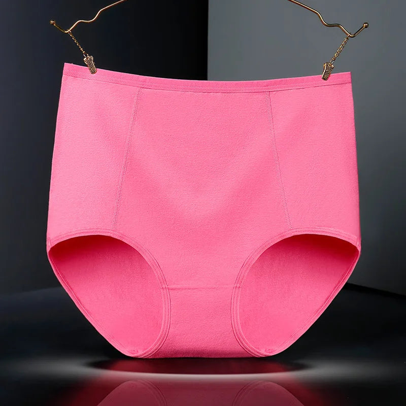 3pcs Pure Cotton Brief Female Solid Panties Girls High Waist Comfort Underpants Lady Plus Size Underwear Women Ventilate Pantys