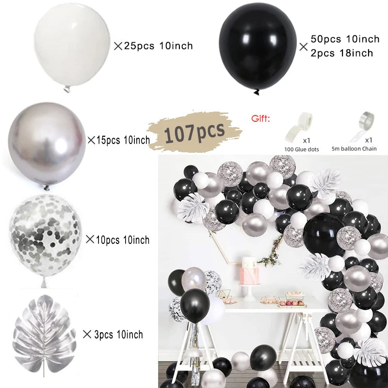 Black and Gold Balloon Garland Arch Kit - Wedding Birthday Party Decorations with Starburst Foil Balloons