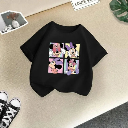 Disney Minnie kids' T-shirt, short-sleeve T-shirt with pure cotton cartoon print