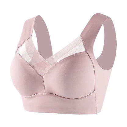 Plus Size Sports Bra - Seamless Wire Free Push Up Brassiere With Wide Straps