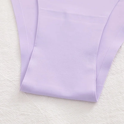 4PCS/Set Seamless Thin Strap Thong Underwear Women Low Rise Briefs Ice Silk Comfortable Panties Multi Color No Trace Lingerie