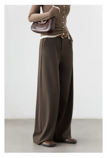 CHIC VEN Women Pants Solid Casual  Slim Straight Leg Suit Wide Leg Ladies Trousers Spring Autumn 2025 Clothing for Woman