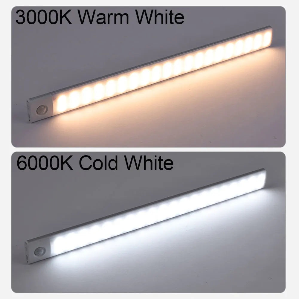 Cabinet Light USB Rechargeable Motion Sensor Led Light For Kitchen Wardrobe Cabinet Lighting 10cm/20cm/40cm/60cm LED Night Light