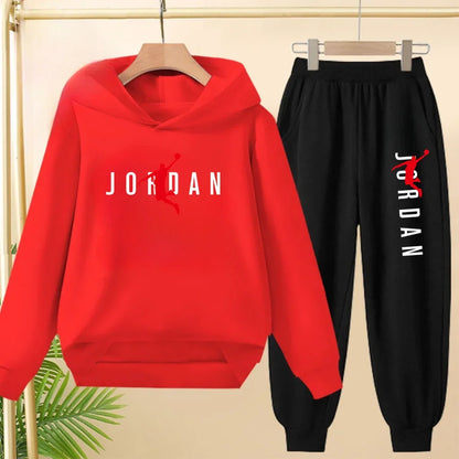 Children's Sportswear Set with Hoodie Sweatshirt And Long Pants Suitable for Kids Aged 3-13 Years Old for Engaging in Sports