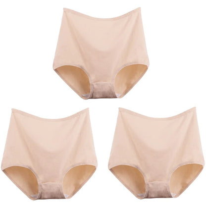3pcs Cotton Women Panties Lady Plus Size Underwear Large Size High Waist Briefs Breathable Solid Color Female Lingerie