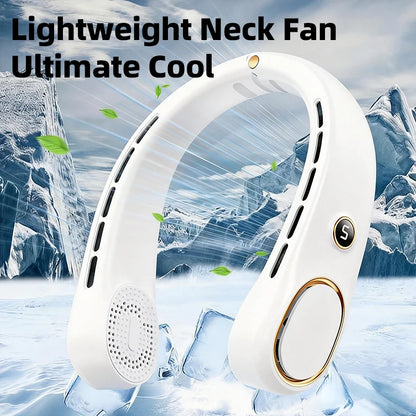 Portable Neck Fan, Hands Free Bladeless Fan, 5 Speeds, 3000 mAh Battery Operated Wearable Personal Fan, Twistable, Rechargeable