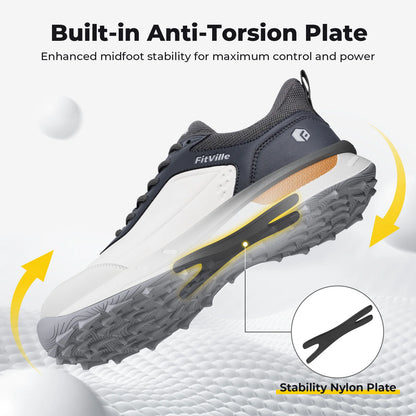 FitVille Men'S Wide Waterproof Spikeless Golf Shoes, High Traction Anti-Slip Sole, Shock Absorption Cushioning Arch Support Professional Golf Trainers, Roomy Toe Box For Wide & Fat Feet