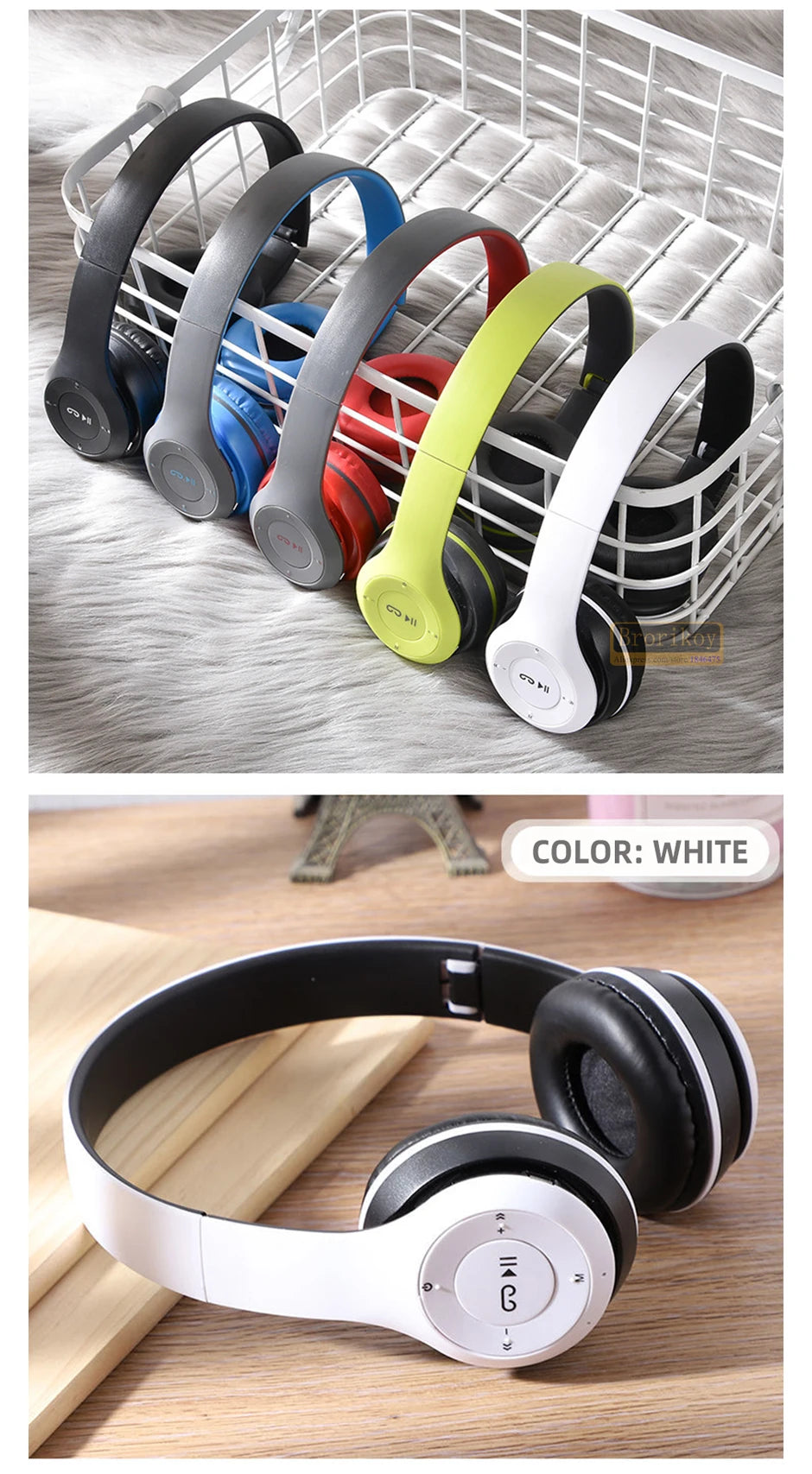 Handsfree Wireless Headphones Noise Canceling Headphone memory Card Earphone P47 headset Bluetooth Head Phone for iPhone Huawei