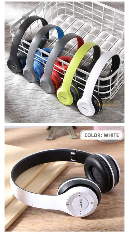 Handsfree Wireless Headphones Noise Canceling Headphone memory Card Earphone P47 headset Bluetooth Head Phone for iPhone Huawei