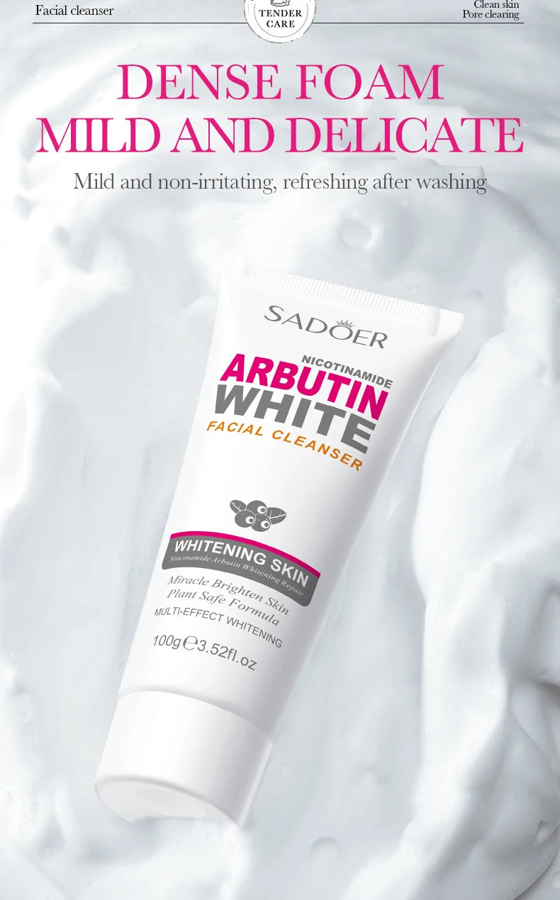 SADOER Niacinamide Arbutin Facial Cleanser Deeply Cleansing Oil Control Moisturizing Blackhead Removal Wash Foam Skin Care