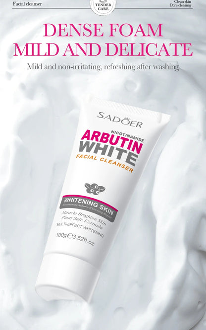SADOER Niacinamide Arbutin Facial Cleanser Deeply Cleansing Oil Control Moisturizing Blackhead Removal Wash Foam Skin Care
