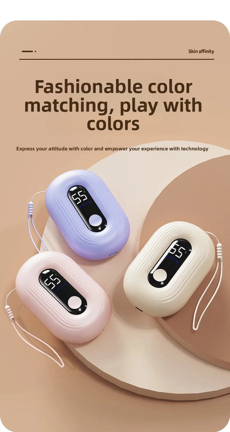Mini Hand Warmer With Digital Display USB Charging Self-Heating Hand Warmer Gift Box Portable Warmth For Hands