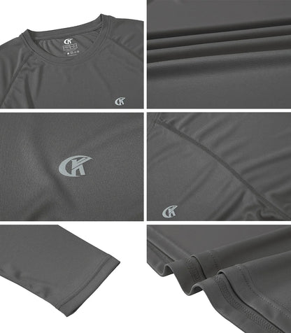 Men UPF 50+ Long Sleeve T-Shirt, Rash Guard Breathable Tops, Pullover Shirt for Sport Fishing Hiking Running Beach Surfing