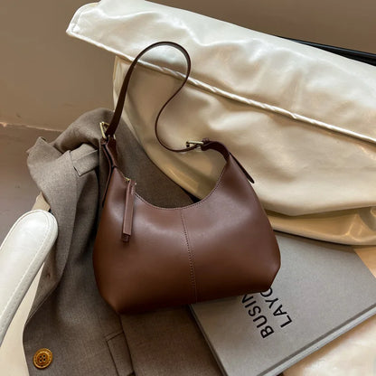 PU Leather Crossbody Bag | Women’s Small Retro Baguette Style Shoulder Bag with Hasp Closure