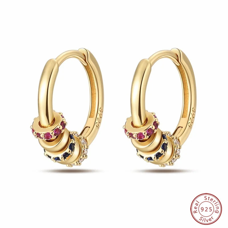 Silver Gold Pearl Earrings - 925 Sterling Silver Bee Star Moon Design Studs