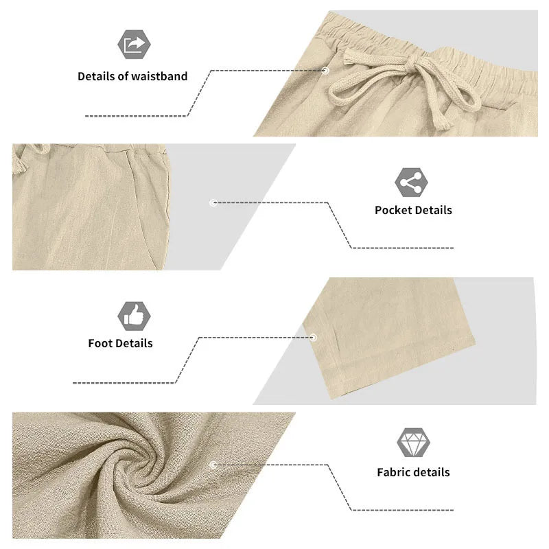 Men's Autumn Loose Trend Linen Solid Color Simple Lapel Long-Sleeved Shirt Beach Trousers Set