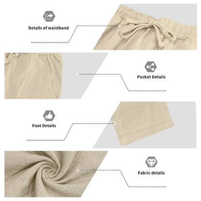 Men's Autumn Loose Trend Linen Solid Color Simple Lapel Long-Sleeved Shirt Beach Trousers Set