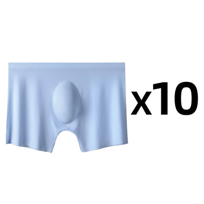 Mens Ice Silk Boxers - 10 Pcs Ultra-Thin Seamless Breathable Underwear
