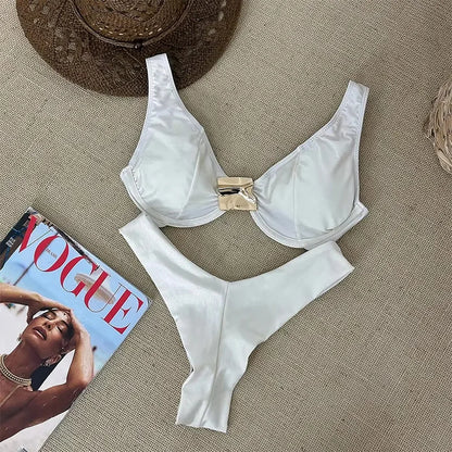 Push Up Swimwear - Sexy Brazilian Bikini Set With High Waist Two Piece Bathing Suit