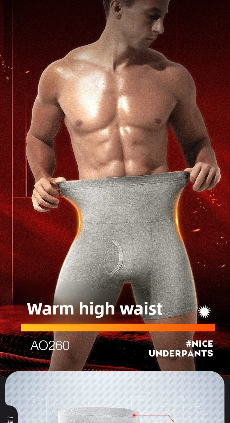 Underwear Mens Pure Cotton High Waist Trunks Plus Size Lengthened Anti-wear Warm Sports Boxers Pack Mentrual Panties