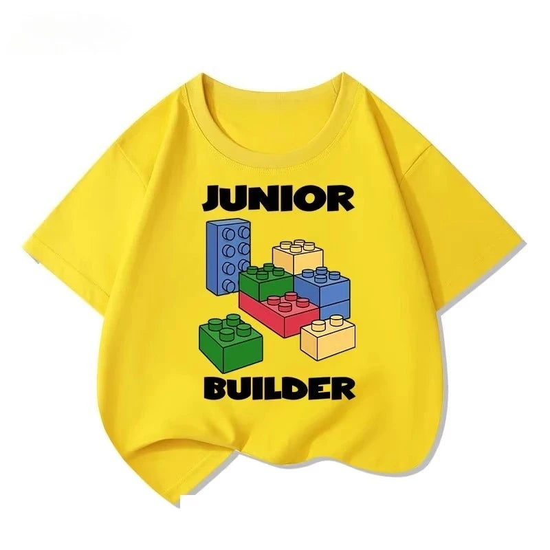 Lego educational cartoon print summer boys and girls 100% cotton short sleeved T-shirt