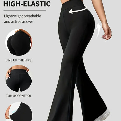 Versatile Commute Casual Stretchy Flare Pants, High-Waisted Tummy Control Butt Lifting Leggings