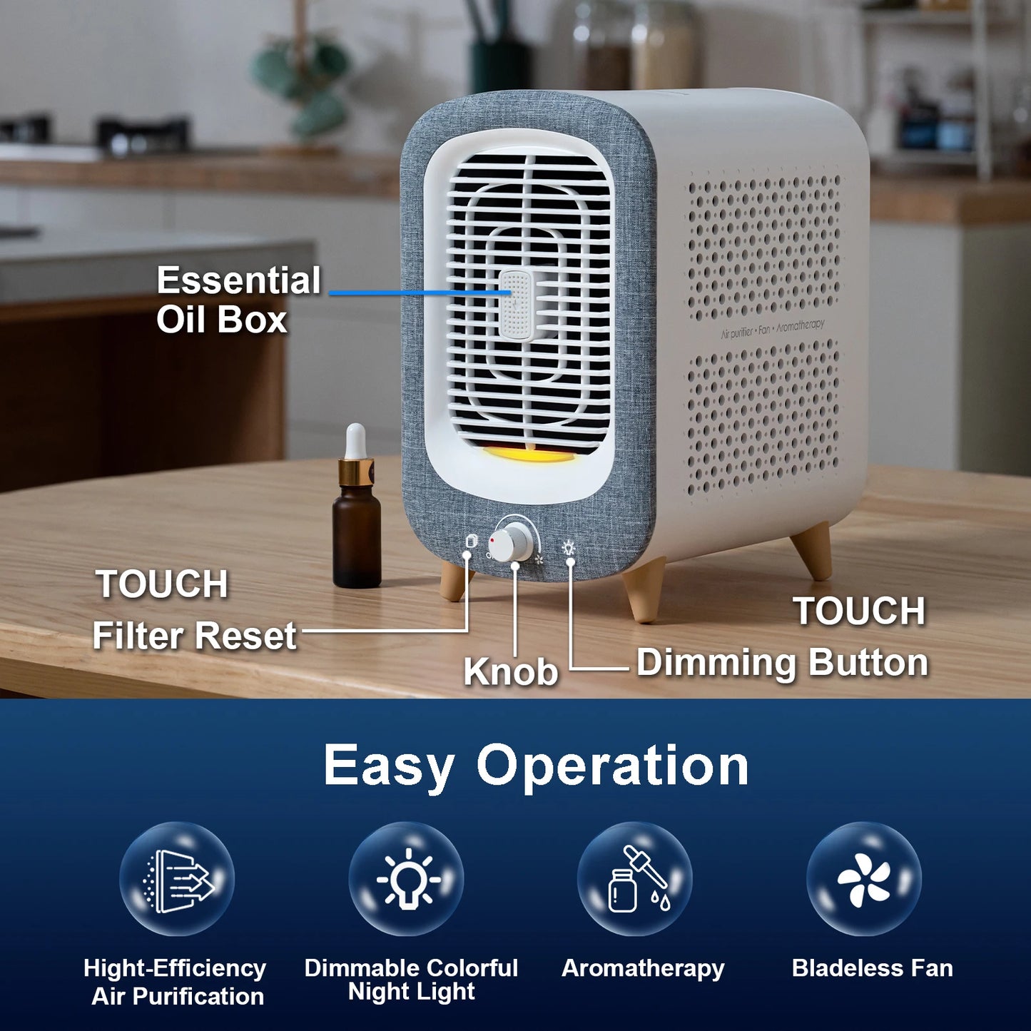 Jafanda HEPA Air Purifier for Home - 780 sq ft Activated Carbon Nightlight  Fragrance Sponge - ZOOMNSTORE