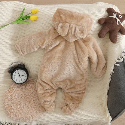 Baby Winter Clothes - Plush Baby Romper With Cute Cartoon Animal Prints For 0-2 Years