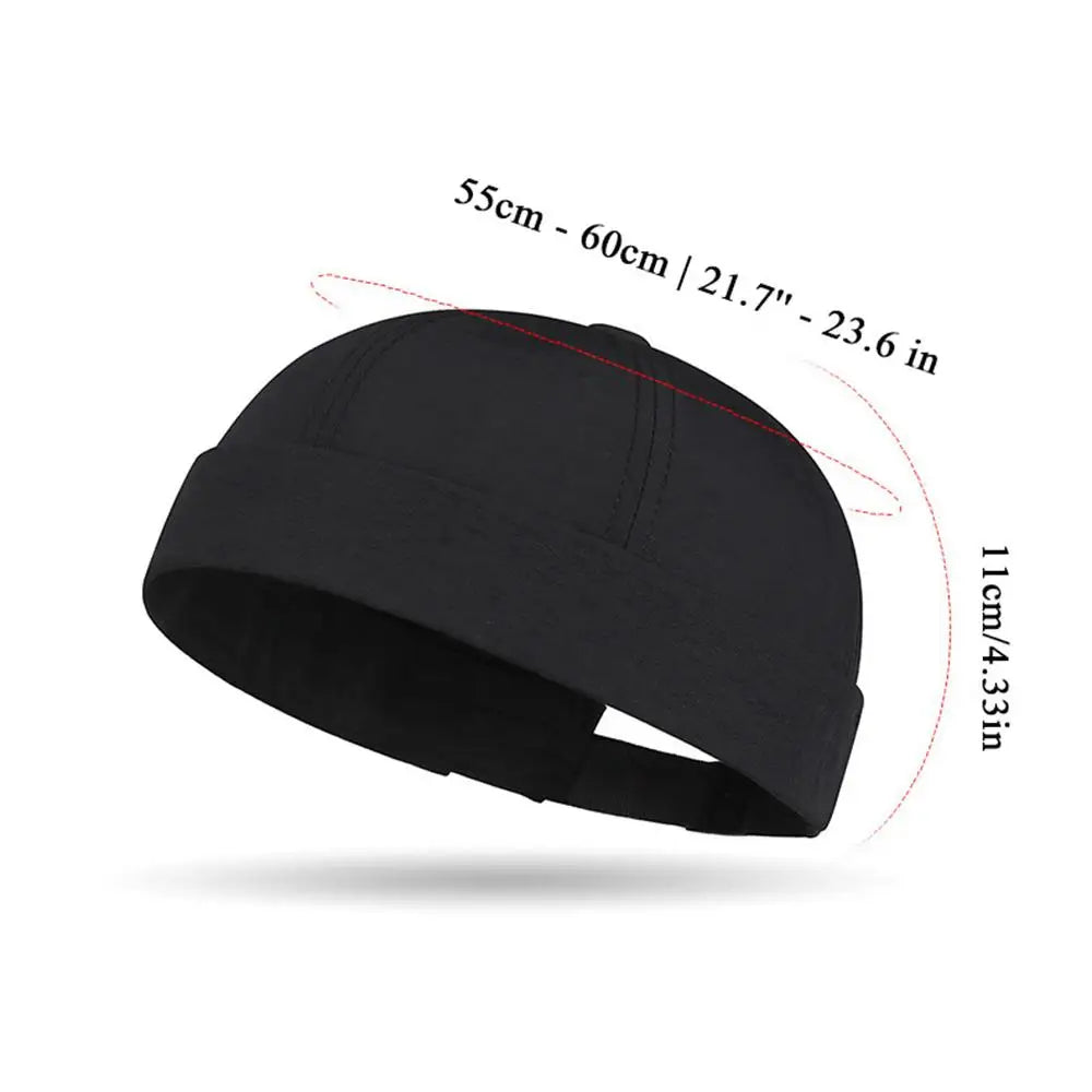Spring Summer New Casual Landlord Hat Street Melon Skin Tide Hats Without Brim Retro Hip Hop Cap Unisex Docker Cap Brimless Hat