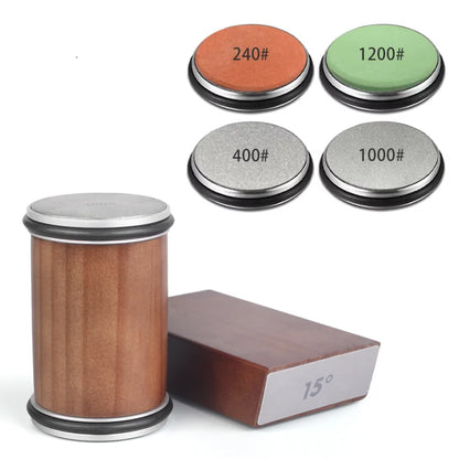 Rolling Knife Sharpener Kit – Diamond Stone with 15°/20° Angles & Magnetic Holder