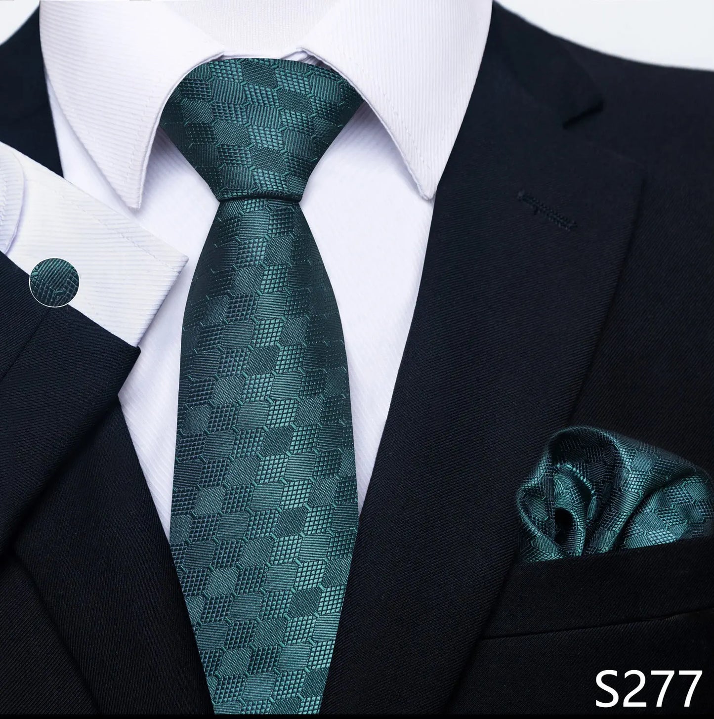 Mens Blue Gold Tie  Pocket Square Set - Wedding  Party Accessories