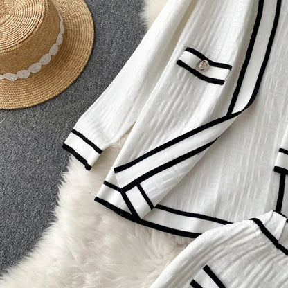 SINGREINY Autumn Knitwear 3PC Sets Long Sleeves Cardigan+Single Breasted Spaghetti Strap+High Waist Elastic Shorts Casual Suits