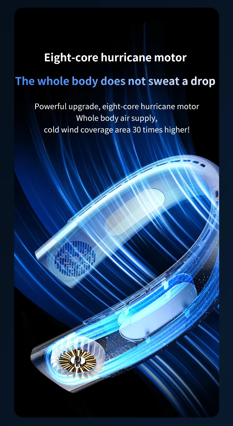 Portable Neck Fan Wearable Air Conditioner USB Rechargeable Air Cooler 5 Speed Electric Fan for Outdoor Ventilator 5000mAh Fans