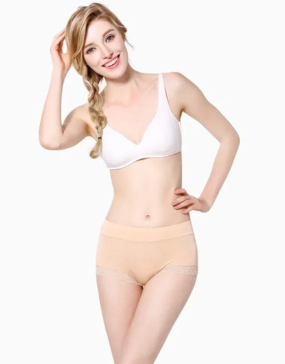 Ruffles Lace Underwear Woman High Waist Middle Aged Mother Spring Summer Modal Briefs Comfortable Panties Нижнее Бельё Женское