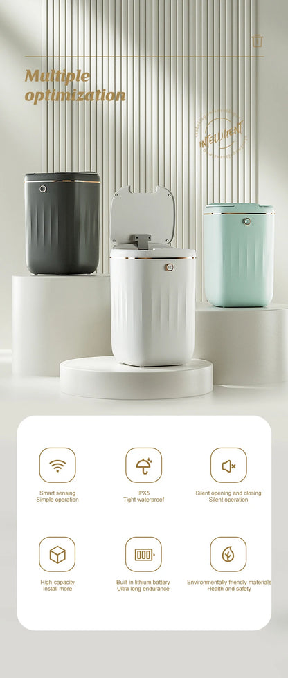 Smart Automatic Sensor Trash Can - 20L UV Induction Bathroom Wastebasket