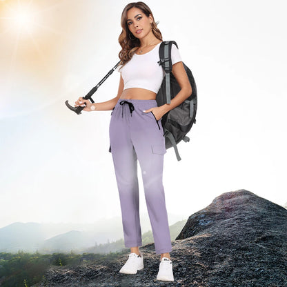 Hiking Pants for Women UPF 50+ Cargo Quick Dry Water Resistant Elastic Waist Zip Pockets Travel Work Lightweight Running