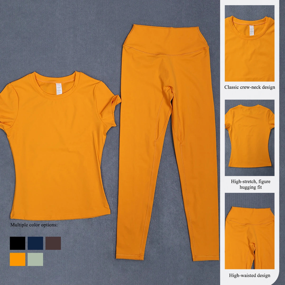 Ctenkevet Women's Summer Yoga Set, High-Waisted Tight-Fitting Workout Set for Outdoor Casual Running & Gym Sportswear Female