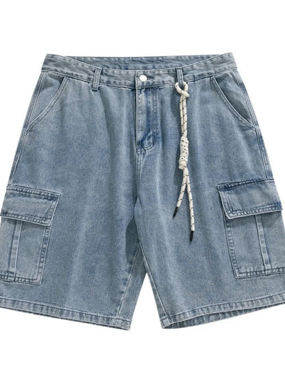 2025 New Denim Shorts for Men's Summer, Thin, Loose, Breathable, Pentagram Pants, Trendy, Versatile, Casual, Mid length, Versati